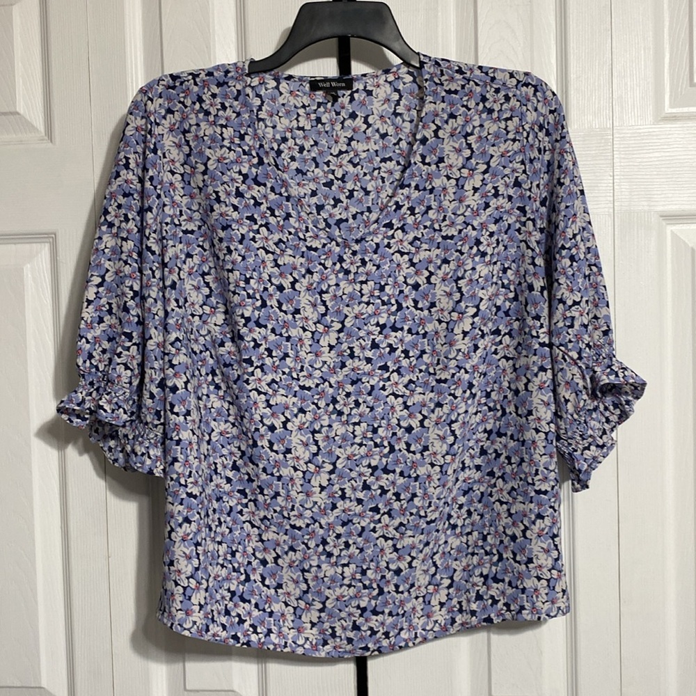 Well Worn brand lightweight floral V Neck Blouse top shirt Size XXL